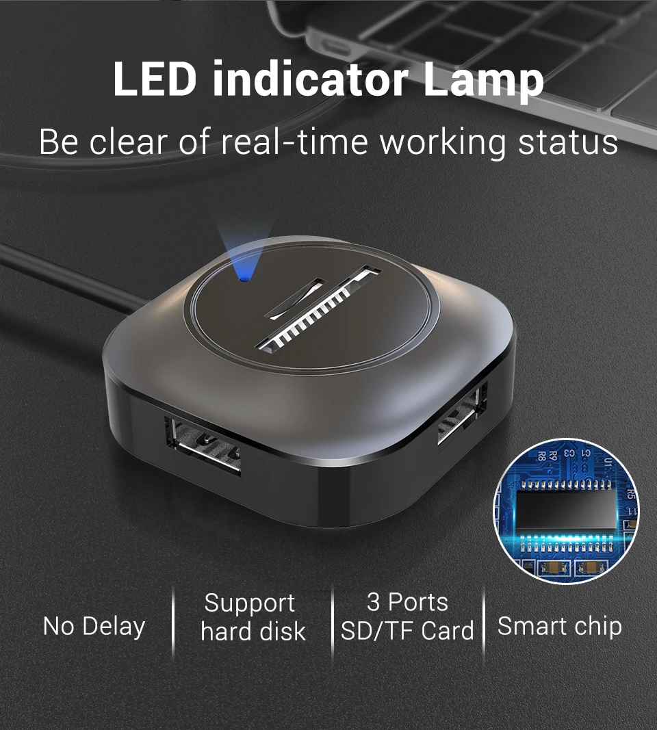 PZOZ usb-хаб для MacBook Pro поверхностный usb-хаб USB 2,0 удлинитель адаптер с Micro USB для компьютера USB разветвитель SD TF кардридер