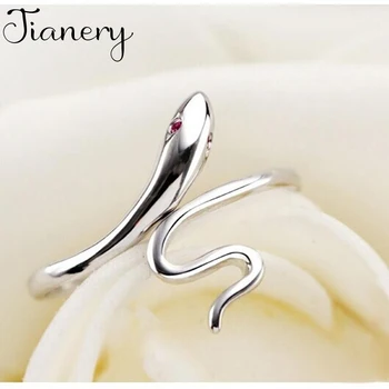 

JIANERY Bijoux 2019 Simple Style 925 Sterling Silver Snake Rings For Women Gifts Large Adjustable Finger Rings