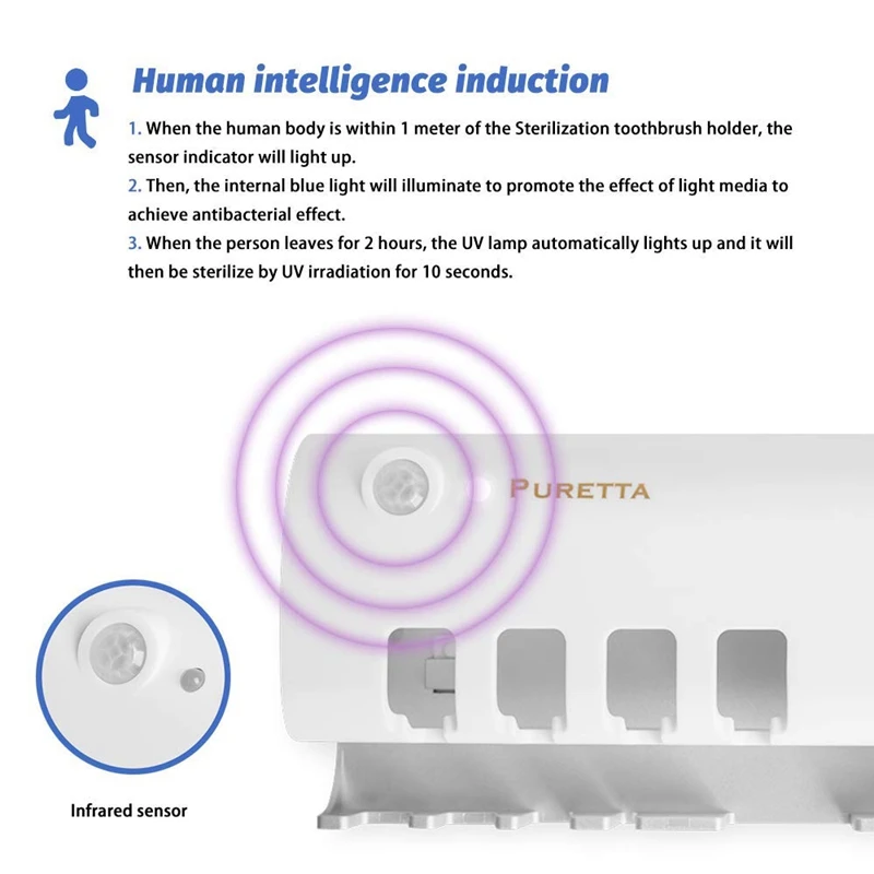 Solar UV Light Ultraviolet Toothbrush Sterilizer Automatic Toothpaste Dispenser Tooth Brush Holder Oral Hygiene Cleaner