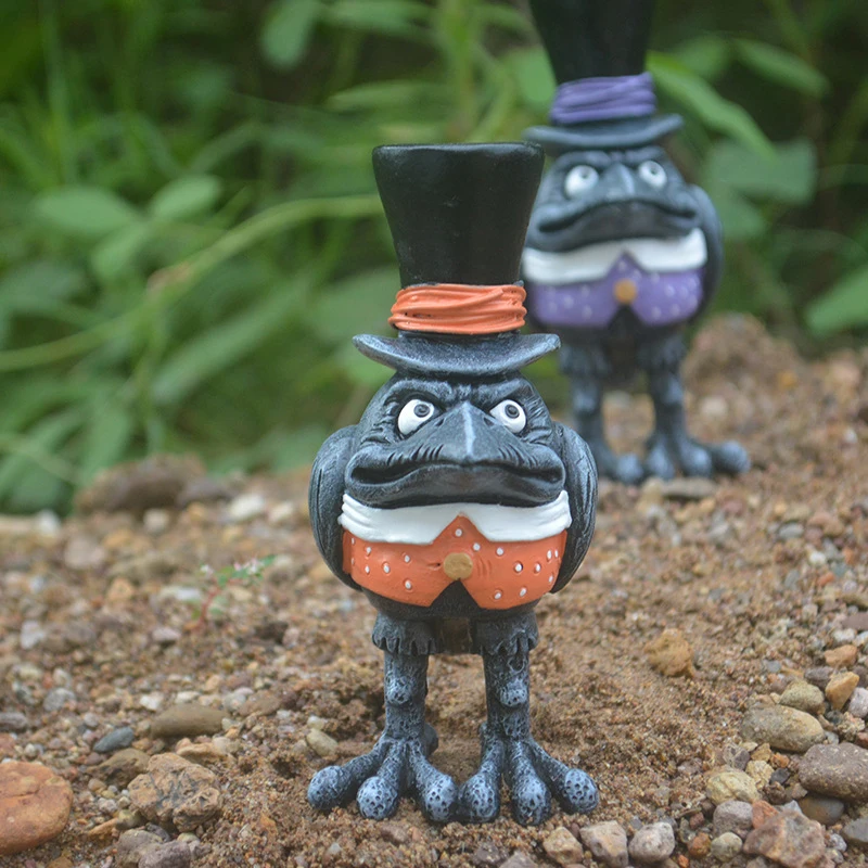 Newly Halloween Crow Statue Hand Painted Resin Crafts Desktop Ornament for Home Courtyard Garden Decoration | Дом и сад