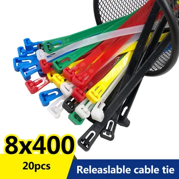 

8*400 length 16in Various colors may loose nylon cable ties slipknot tie Releasing number reusable packaging