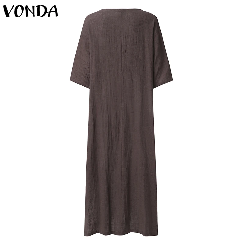 VONDA 5XL, макси платье, сексуальные, с рукавом 3/4, с разрезом, вечерние, длинные платья,, женские летние платья, женский пляжный сарафан размера плюс