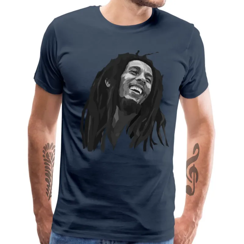 Legend Bob Marley футболка для мужчин с коротким рукавом Топы И Футболки Регги Музыка хип хоп Новая мода хлопок мужская футболка смешные футболки - Цвет: Navy