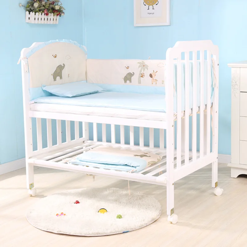 Big Baby Solid Wood Crib Bunk Adjustable Long Variable Desk Cradle