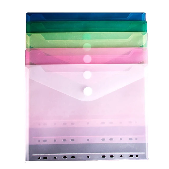 10 Pochette Plastique A4 Classeurs Et Chemises, 5 Couleurs