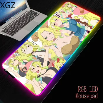 

RGB Sexy Girl Anime RGB Gaming Black Lock-edge Mouse Pad Large Computer MousePad Gamer Mousepad LED Backlight Keyboard Desk Mat