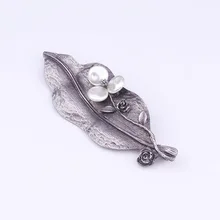 Европа и Америка креативные большие листья с жемчугом Винтажная брошь женская мода шерстяной корсаж кулон