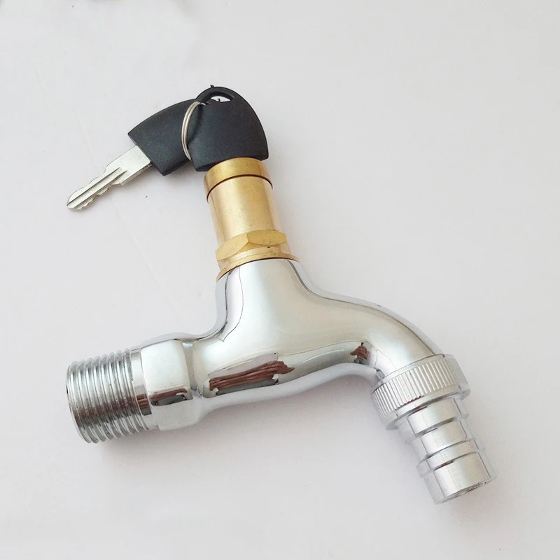 Copper Valve Core Bibcocks Outdoor Water Tap With Lock Basin Washing Machine Garden Stainless Steel Safety Faucet Hardware | Обустройство