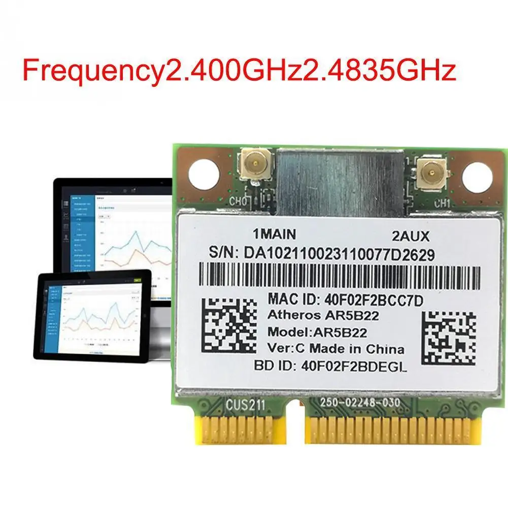 Atheros AzureWave AR9462 AR5B22 WB222 половинная мини PCIe Wi Fi WLAN 300 Мбит/с + bluetooth беспроводная карта