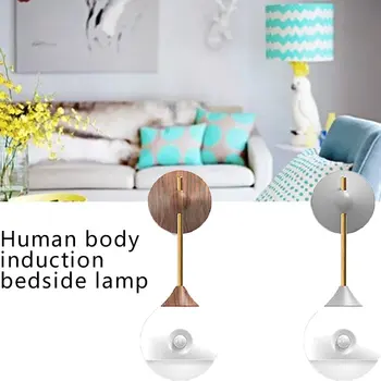 

LED Night Lamp Movement Human Body Sensor Control Light Double Induction For Indoor Use Night Light Bedside Lamp