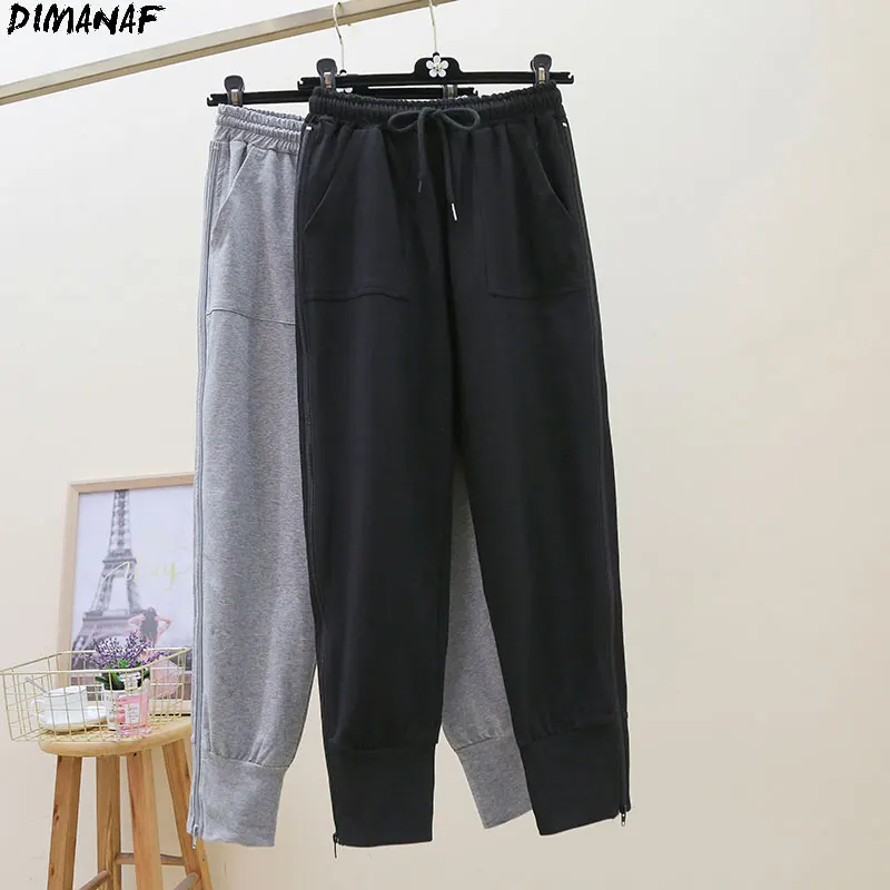 

DIMANAF Women Pants Plus Size Thick Fleece Slacks Sweatpants Winter Solid Female Office Home Elastic Waist Loose Casual Pants