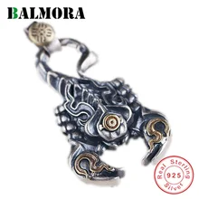 BALMORA 925 пробы Серебряный Скорпион Подвески в стиле ретро для мужчин женщин пара крутой Панк модные украшения аксессуары без цепи