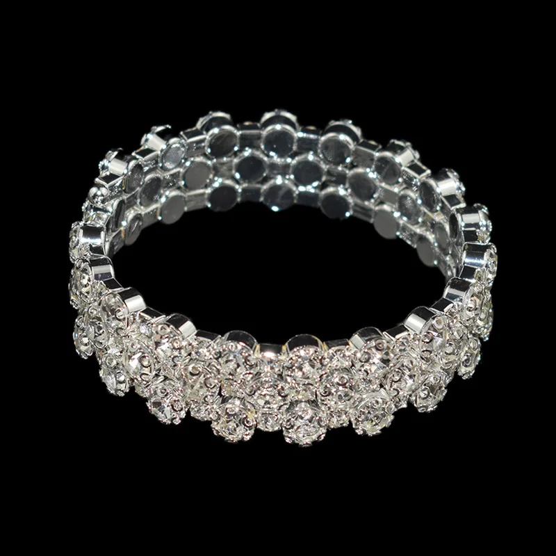 Bangle Bracelet Crystal Bracelets Fashion Multiple Rows Crystal Adjustable Bracelet Bangle for Women Gold Silver Color Wedding Bracelets & Bangles Jewelry Gift