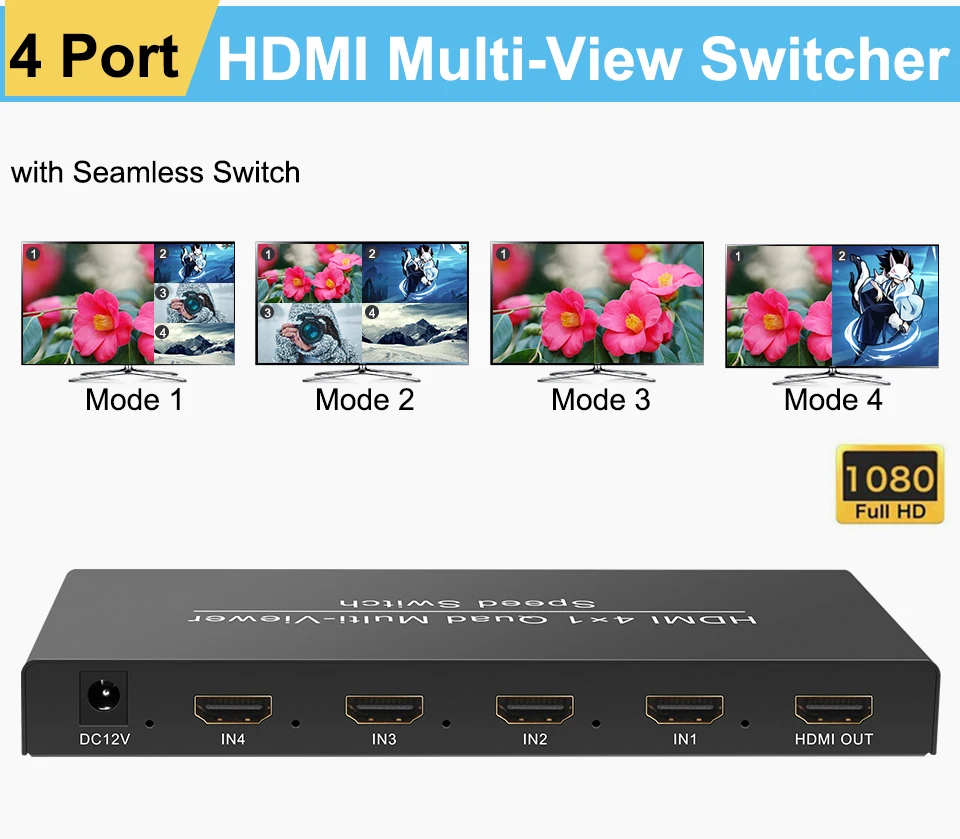 FullHDMIMultiviewer4x1QuadMultiviewer1080PHDMIHDTVVideo