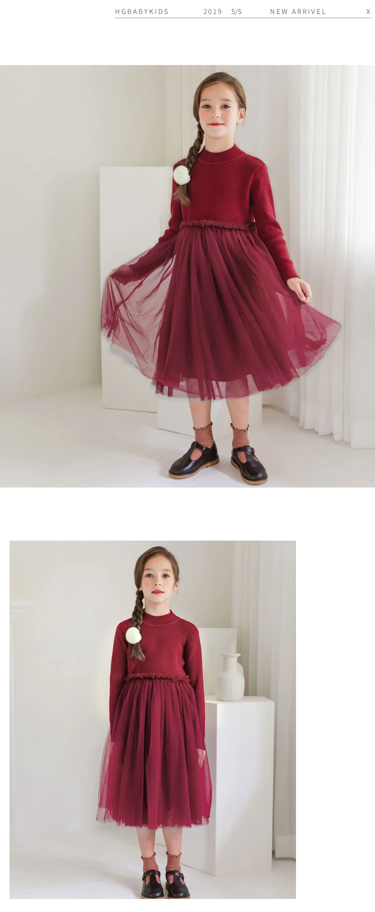 Корейское платье для девочек; рождественское праздничное платье для девочек-подростков; сезон осень-зима; Новинка года; свитер; сетчатые платья принцессы для детей 8, 10, 12 лет
