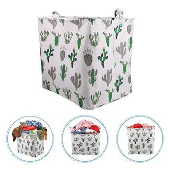 

100L Cactus Avocado Pattern Laundry Basket Bucket Foldable Dirty Clothes Storage Container Large Household Storage Bin Bag
