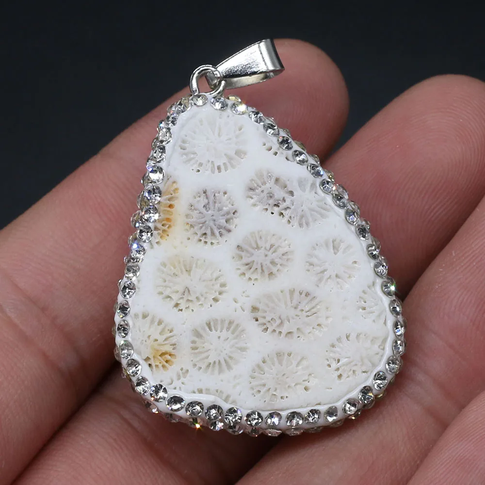 NaturalStonePendantIrregularshapeSeaStoneExquisiteCharmfor