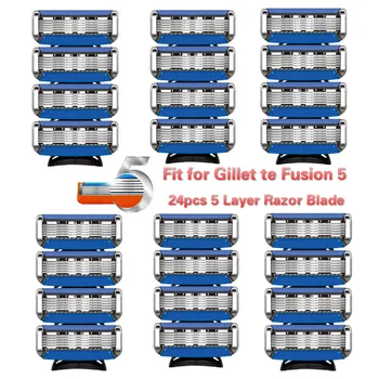 

24pcs/lot Gillet te Fusion 5 Men Shaver Razor Blades Machine for Shaving Blade Layers Stainless Steel Straight Razor
