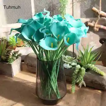

20pcs Real Touch PU Calla Lily Artificial Flowers Hand Feel Flores Artificials for Wedding Decoration Home Party Fake Flower