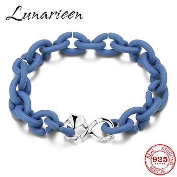

Valentine's Day gift Ocean Blue Color Hard Rubber Bracelet Fine Jewelry Beads Accessories Link Bracelets For Men Women