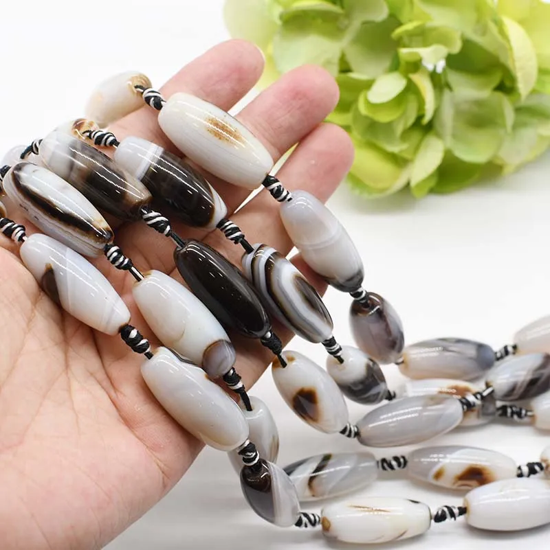 2strands/lot Natural ivory pattern Agate Oval loose beads For DIY Bracelet Necklace Jewelry Making Strand 15
