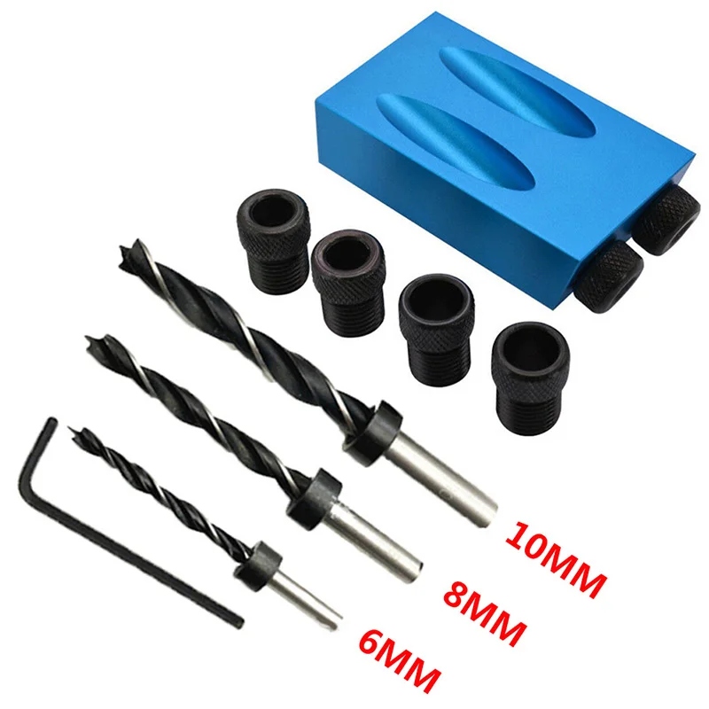 14 Uds orificio oblicuo de taladro de 15 grados ángulo de Bits agujero Sierra madera guía abrazadera de Kit de herramientas para trabajar la madera
