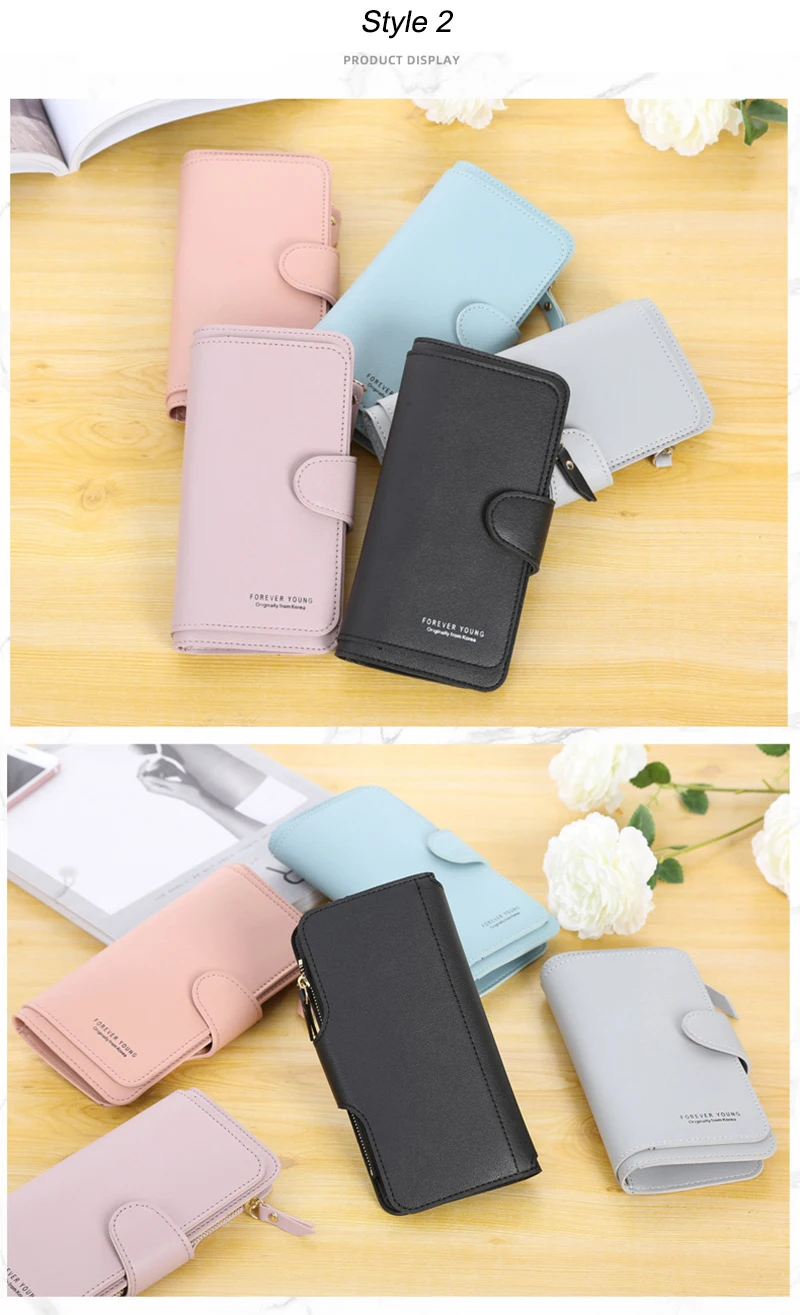 Long Clutch Womens Wallet Card Holder Phone Ladies Wristlet Slim Wallet Female Coin Leather Wallets and Purses for Women Bags