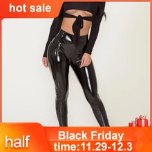Горячие леггинсы женские кожаные леггинсы с высокой талией мокрого вида Стрейчевые брюки сценические кожаные леггинсы Mujer