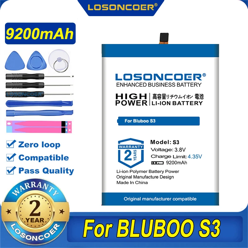 100% Оригинальный LOSONCOER 9200 мАч аккумулятор для BLUBOO S3 | Мобильные телефоны и