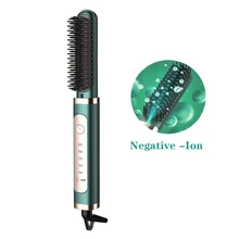 

Hair Straightener Brush 2 in 1 Quickly Hot Comb Straightener Electric Heating Ionic Comb Heated Straightening Brush