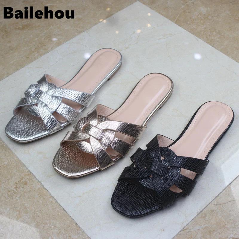 Bailehou/Большие размеры 36-41; женские тапочки; роскошные фирменные шлепанцы; летние пляжные шлепанцы для улицы; Вьетнамки без шнуровки; женские повседневные сандалии