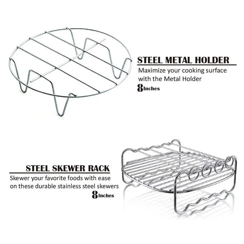 Air Fryer Accessories Deep Fryer Universal, Cake Barrel, Pizza Pan,Mat, Skewer Rack, holder Fit all 5.3Qt - 5.8Qt(XL) Air Fryer Accessories Deep Fryer Universal, Cake Barrel, Pizza Pan,Mat, Skewer Rack, holder Fit all 5.3Qt - 5.8Qt(XL)