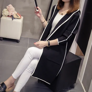 

2019 autumn and winter Mao Ni show-flattering open-and-thin and long-and-long large-size women's sweater abrigos mujer invierno