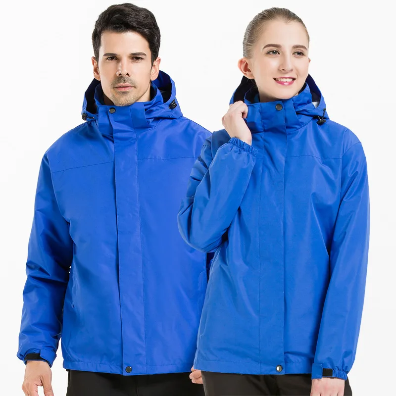 

Outdoor Raincoat Jacket Men's And Women's COUPLE'S Fleece Warm Thick Three-in-One-Piece Autumn And Winter