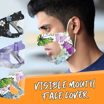 

In Stock Dustproof Breathable Smile Communicator Mask With Clear Vinyl Visible Expression Lip Reading Health Care
