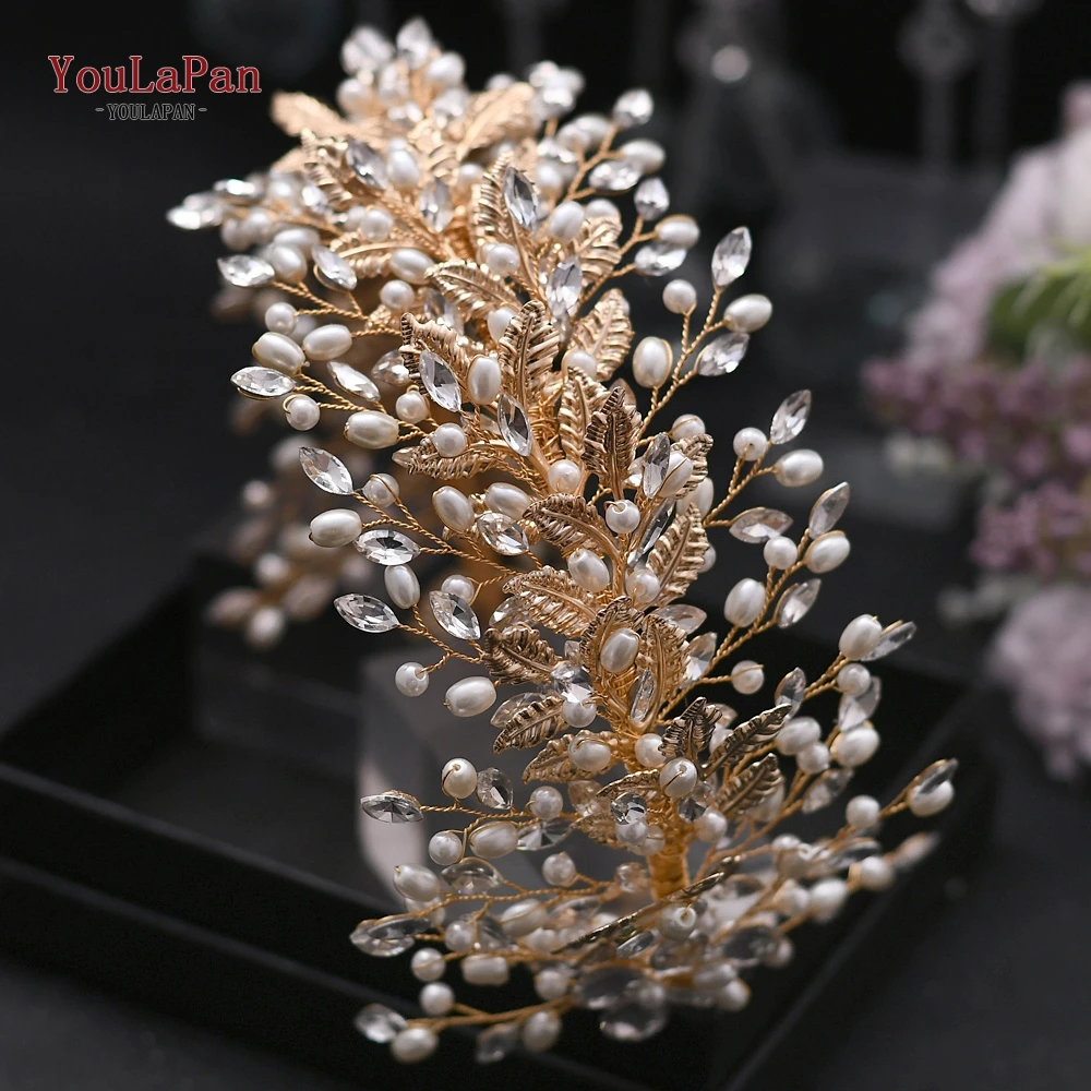 Bridal Headwear Hair Accessory Jewelry Accessories Hair Band Crown Golden Bridal Tiara and Crown