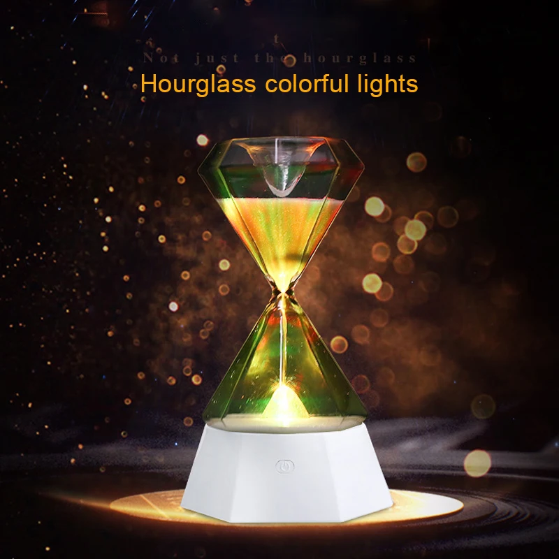 

LED Colorful Night Lamp 15 Minutes Hourglass Night Light Dimming RGB Sandy Clock Hourglass Diamond USB Rechargeable Light