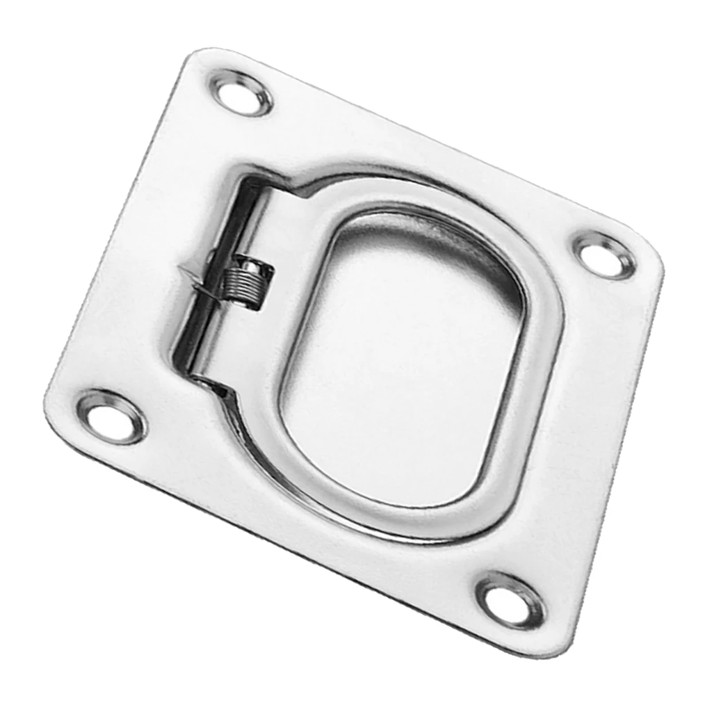 Rectangular Flush Spring Pull Lift Handle Marine Hatch Latch Accessories - Stainless Steel - 76 x 56 mm / 3 x 2.2 inches