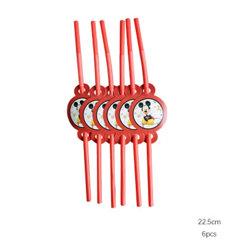 6pcs straw Red Mickey Arch Balloon Holder Children's Birthday Party Supplies Decoration Boy Family Friends Disposable Tableware Party - Цвет: 6pcs straw