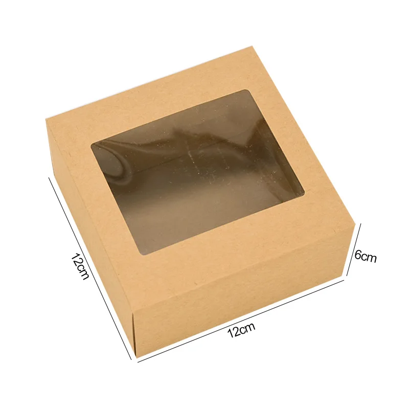 6Pcs Kraft Paper Cookie Candy Box PVC Window for Wedding Christmas Gift Boxes Packaging Decoration Birthday Party Supplies