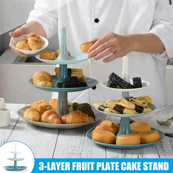 

Party Tray Detachable 3-layer Fruit Pastry Snack Tray Stand for Wedding Birthday Festival Home Party Plastic YE-Hot