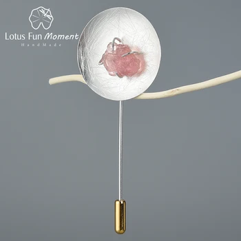 

Lotus Fun Moment Real 925 Sterling Silver Natural Stone Handmade Original Fine Jewelry Personality Round Brooches for Women