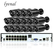 LYVNAL наблюдения poe Комплект H.265/264 5MP POE ip-камера 16CH POE NVR комплект plug and play 16ch nvr 4k 1080p 5mp poe Система