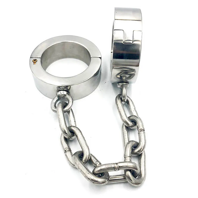 

4cm High Super Heavy Stainless Steel Leg Irons Ankle Cuffs Metal Shackles Sex Toys For Couples BDSM Bondage Restraints Footcuffs