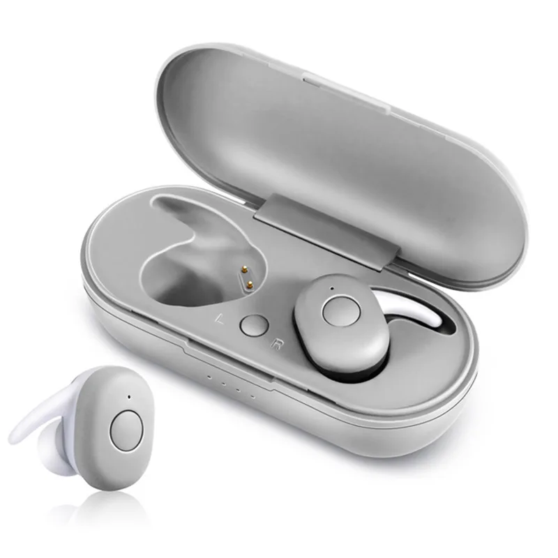 DT-1 мини-наушник bluetooth TWS V5.0 настоящие беспроводные наушники стерео водонепроницаемые спортивные наушники с микрофоном зарядная коробка - Цвет: Silver