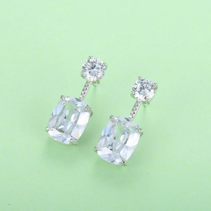 Женские серьги из серебра 925 пробы с геометрическими фианитами|Серьги-подвески| |