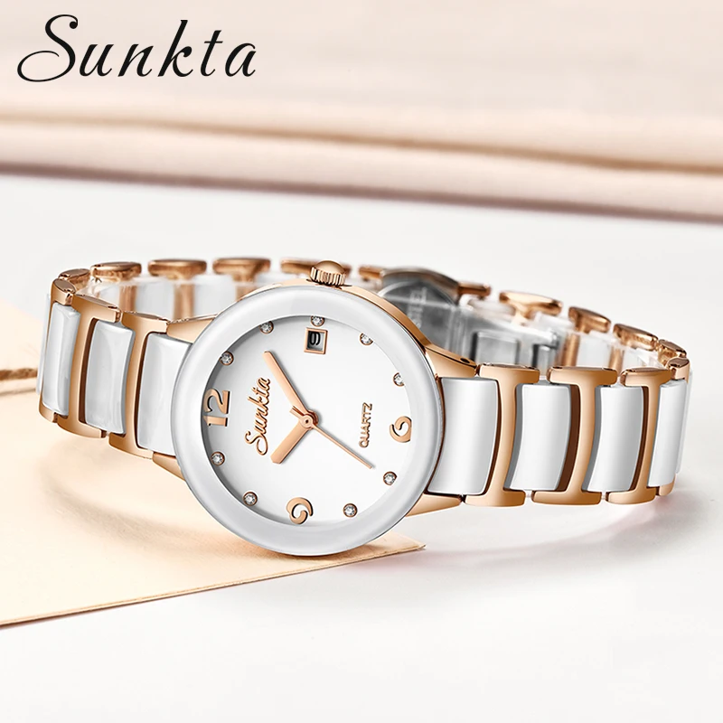 Женские часы брендовые роскошные водонепроницаемые розовое золото нержавеющая