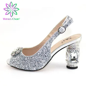 

New Arrival Ladies Shoes Party Wedding Shoe Decorated with Rhinestone Elegant Slip on Women Lady Pumps Shoes Nigerian Women Shoe