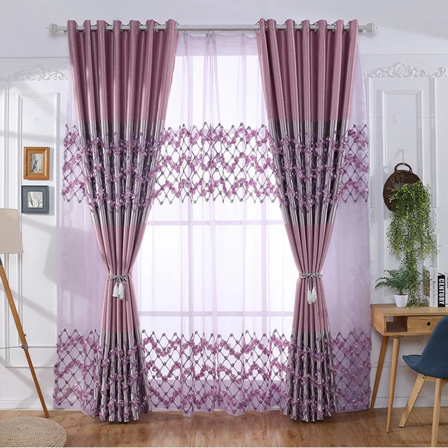 Фиолетовый трехмерные цветы вышитые Спальня Шторы тенты ткань Элегантные благородные шторы для гостиной шторы MY131#5