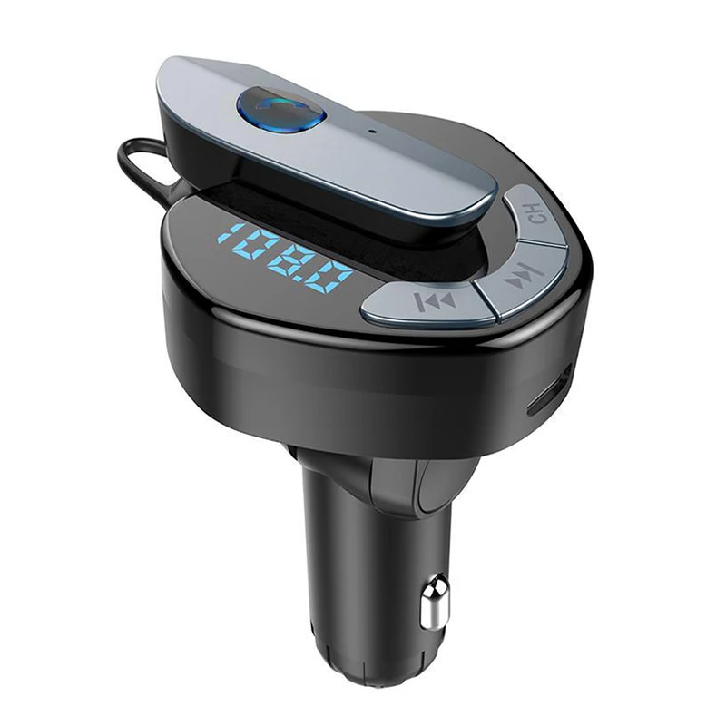 Автомобильный fm-передатчик с наушниками, Bluetooth, MP3 плеер, поддерживает TF карту, USB зарядное устройство, новинка